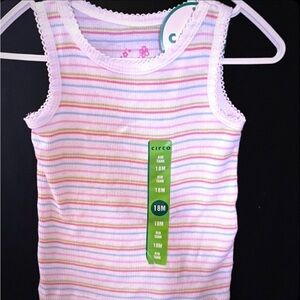 💞 New Baby & Toddler Girls Size 18 Months White Striped Tank Top